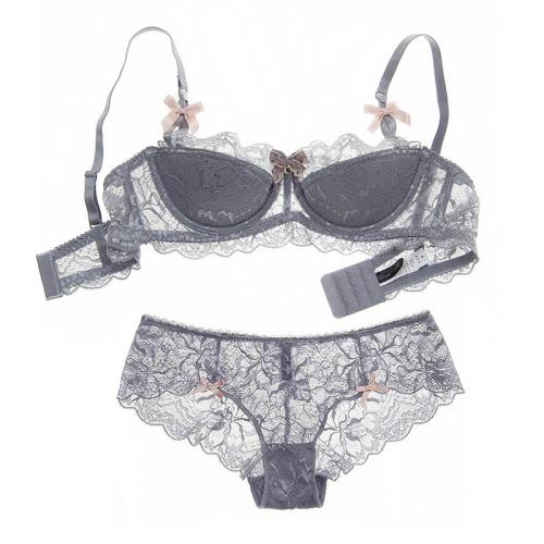 半杯棉質胸罩法式內衣性感誘惑蕾絲舒適小胸上托聚攏薄膜文胸套裝