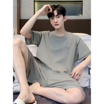 男士夏季短袖純棉休閑寬松睡衣