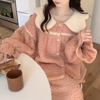 羊羔絨睡衣女加厚學生冬天2022年新款保暖春秋網紅爆款套裝家居服