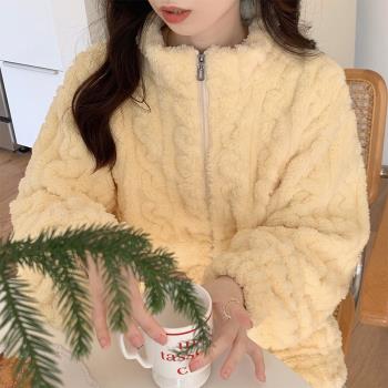 加厚睡衣女春秋冬季保暖珊瑚絨2022年新款可外穿法蘭絨套裝家居服