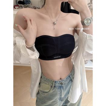 無肩帶防滑抹胸內衣女夏季無痕小胸聚攏無鋼圈軟支撐防走光文胸罩