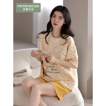 浪莎睡衣女夏季短袖短褲可外穿純棉可愛休閑寬松大碼薄家居服套裝