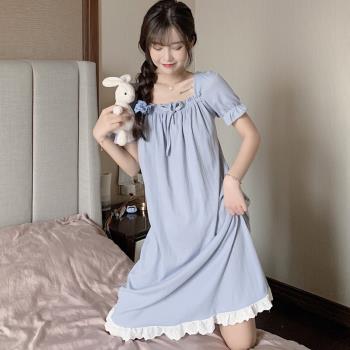 網紅夏季短袖純棉大碼孕婦睡衣
