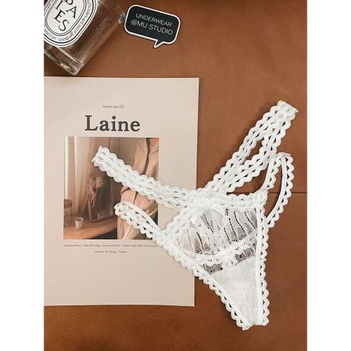 誘惑辣妹法式情趣一根線性感火辣丁字褲純欲風細帶蕾絲免穿脫內褲