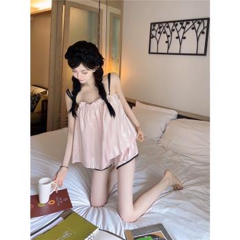 女款高階感純欲模擬絲綢吊帶睡衣