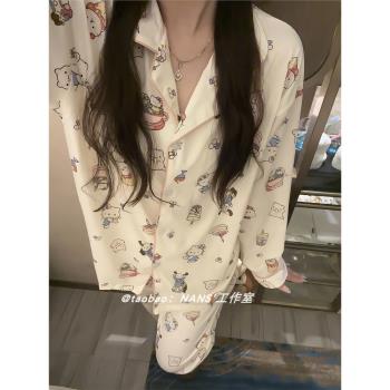 凱蒂貓睡衣女春秋季2024年新款長袖少女可愛網紅風學生家居服套裝