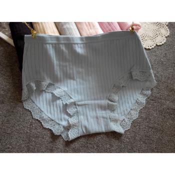 3條外貿出口日單女純棉內褲中腰大碼胖mm蕾絲邊無痕內褲全棉透氣