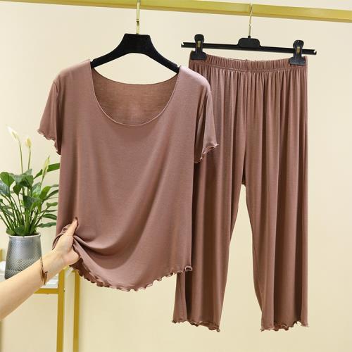 夏女寬松莫代爾木耳邊家居服套裝