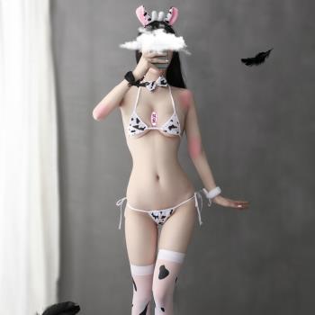 性感睡衣女呆萌奶牛三點式二次元制服舞臺表演誘惑套裝火辣比基尼
