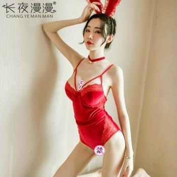 兔女郎深V緊身暗釦開襠情調睡衣