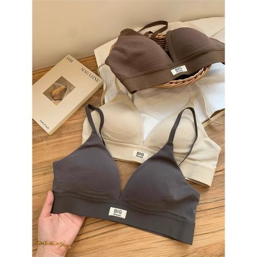 法式三角杯內衣女大胸顯小無鋼圈薄款小胸不空杯性感美背舒適文胸