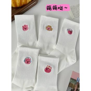春秋可愛襪子卡通純棉中筒日系白色長襪女夏季學生運動配德訓鞋潮