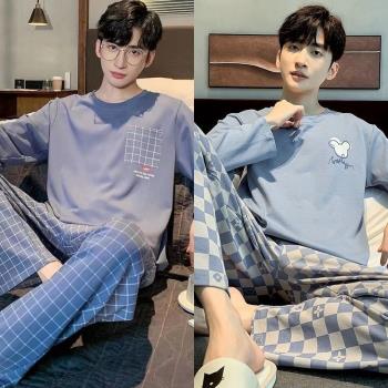 男士純棉青少年加肥加大碼睡衣