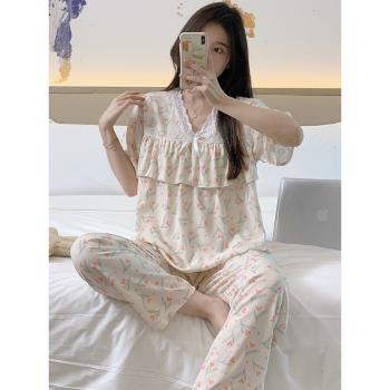 女春秋防凸點免穿內衣家居服棉綢