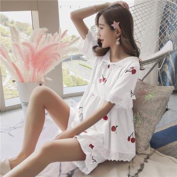 夏很仙女純棉洋氣減齡櫻桃睡衣