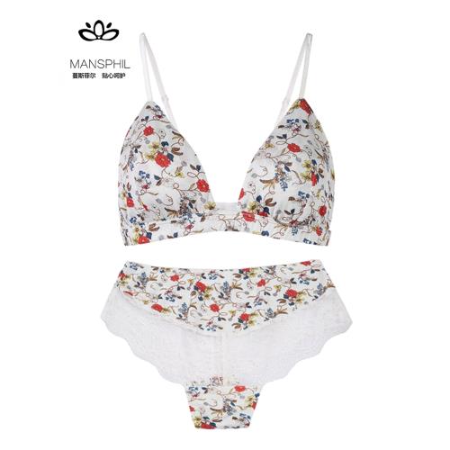 MANSPHI新款桑蠶絲奶罩莫代爾內衣女無鋼圈文胸針織舒適真絲胸罩