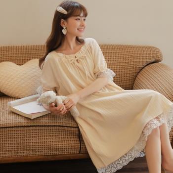 夏季高階感公主風純棉睡衣女士2022年新款甜美少女休閑睡裙家居服