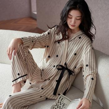 2025年新款春秋季睡衣女春秋純棉長袖和服系帶日系漢服家居服套裝