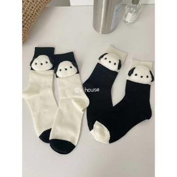 襪子女立體小狗純棉秋款耳朵玩偶