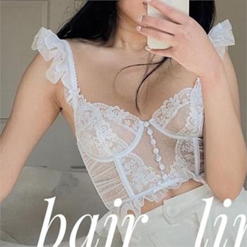 法式蕾絲吊帶背心宮廷超薄款束腰美體魚骨胸衣內衣上衣女文胸套裝