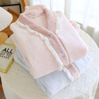 法蘭絨女秋冬季加厚家居服睡衣