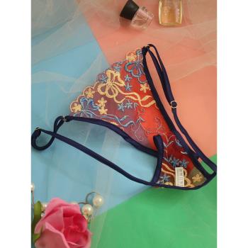 情趣復古刺繡性感女全透明丁字褲