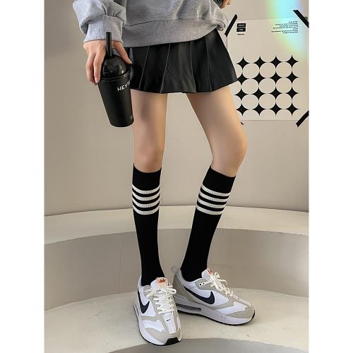 小腿襪女春秋韓版學院風雙針條紋長筒襪日系jk微壓瘦腿高筒及膝襪