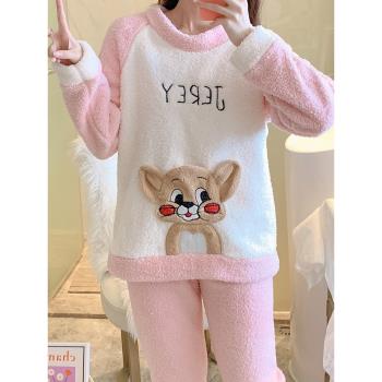 加厚保暖搖粒絨女秋冬學生睡衣