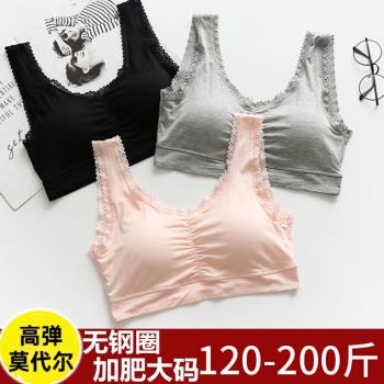 大碼文胸無鋼圈中年女薄款媽媽內衣胖mm200斤運動無痕背心胸罩