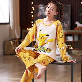 女可愛學生秋冬皮卡丘全棉睡衣