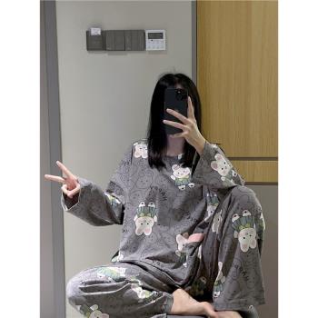 女純棉可愛卡通兔子胖mm長袖睡衣