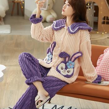 珊瑚絨睡衣女秋冬季加厚加絨2022新款星黛露冬天可愛法蘭絨家居服