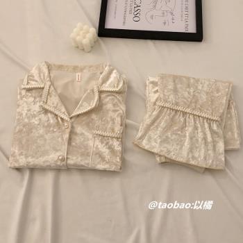 金絲絨女加厚公主純色網紅風睡衣