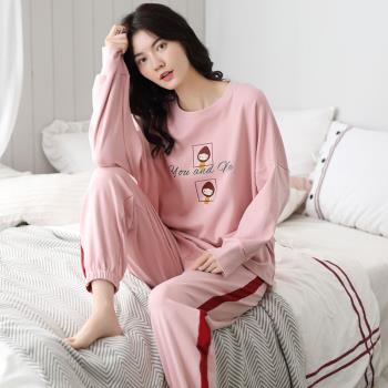睡衣女士春秋季純棉薄款長袖冬款加大碼學生家居服可外穿小腳套裝