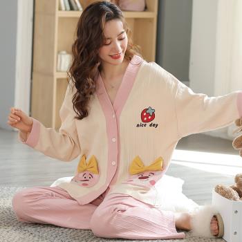 夏女純棉和服公主風春秋款睡衣