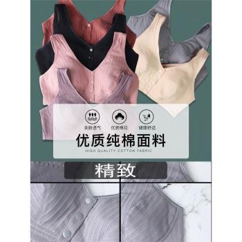 媽媽內衣中老年人文胸純棉無鋼圈大碼背心式薄款婦女無胸墊前扣式