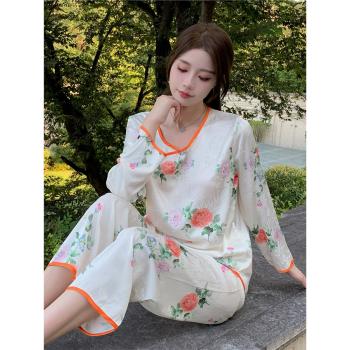 女提花中國風典雅絲綢高階感睡衣