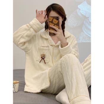 女2023年新款冬天加厚珊瑚絨睡衣