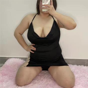 大碼200斤性感偽娘超短裙緊身吊帶低胸女裝大佬cos制服套裝內衣