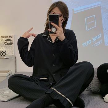 高階感純棉睡衣女長袖新款春秋冬季寬松簡約2023年韓版家居服套裝