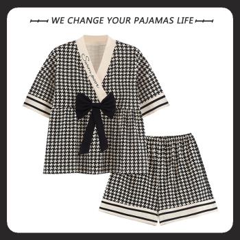 北極絨睡衣女夏季純棉短袖兩件套裝2025年新款可愛和服套頭家居服