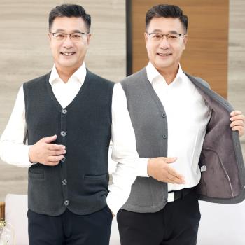 中老年加絨保暖背心男可外穿打底上衣爺爺保暖內衣老年人加厚開衫