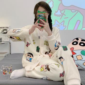 法蘭絨睡衣女款加厚2022年新款高階感卡通秋冬季珊瑚絨家居服套裝