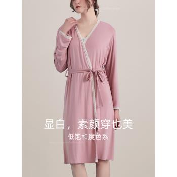 莫代爾女長款蕾絲春夏季睡袍
