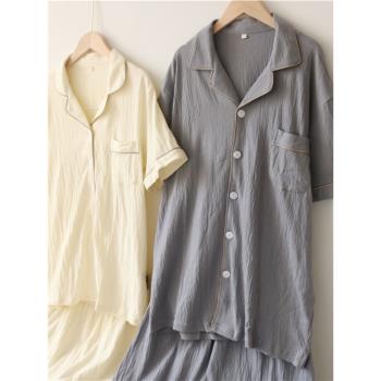 全棉女士情侶款簡約家居服睡衣