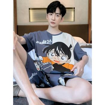 青少年睡衣男款夏季款純棉短袖薄款男生套裝家居服夏款可外穿男士