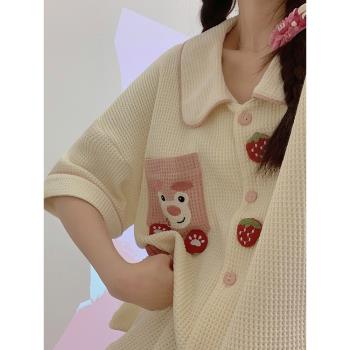 睡衣女款夏季純棉薄款透氣短袖甜美可愛卡通2023年新款家居服套裝