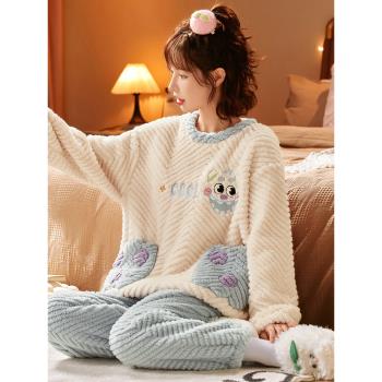 2023年新款春秋女生法蘭絨睡衣