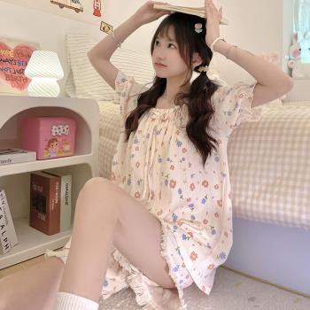 純棉短袖薄款甜美可愛少女睡衣
