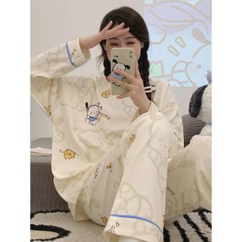 純棉女2023年新款秋季圓領睡衣
